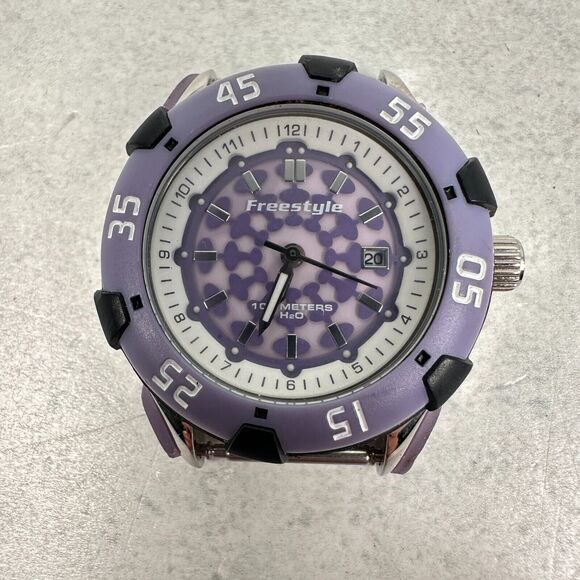 Freestyle Watch Womens 32mm Date Purple Silver Tone Kampus Mid New Battery - Picture 1 of 9